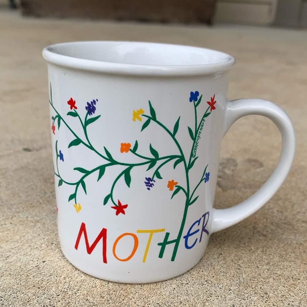 Vintage RAINBOW MOTHER Mug Coffee Tea 90s Retro floral LGBTQ Pride Westwood 1991